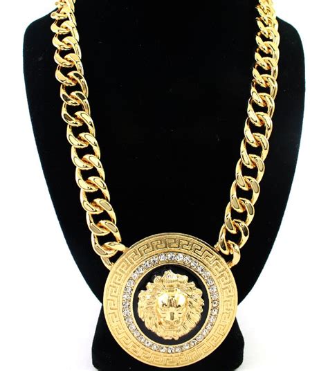 versace platinum pendant|authentic versace lion necklace.